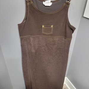 Vintage Miss Dorby Brown Sleeveless Dress with Pocket Detail